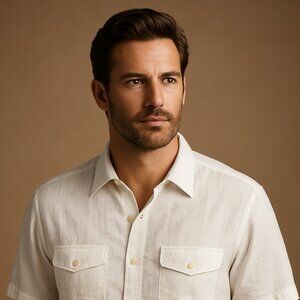 Tommy Bahama White Linen Short Sleeve Button-Up Shirt - Size XL